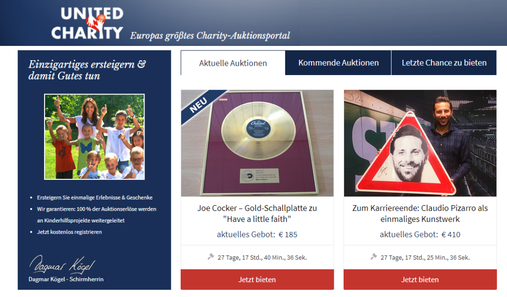 United Charity – Ein Auktionsportal für den guten Zweck united charity